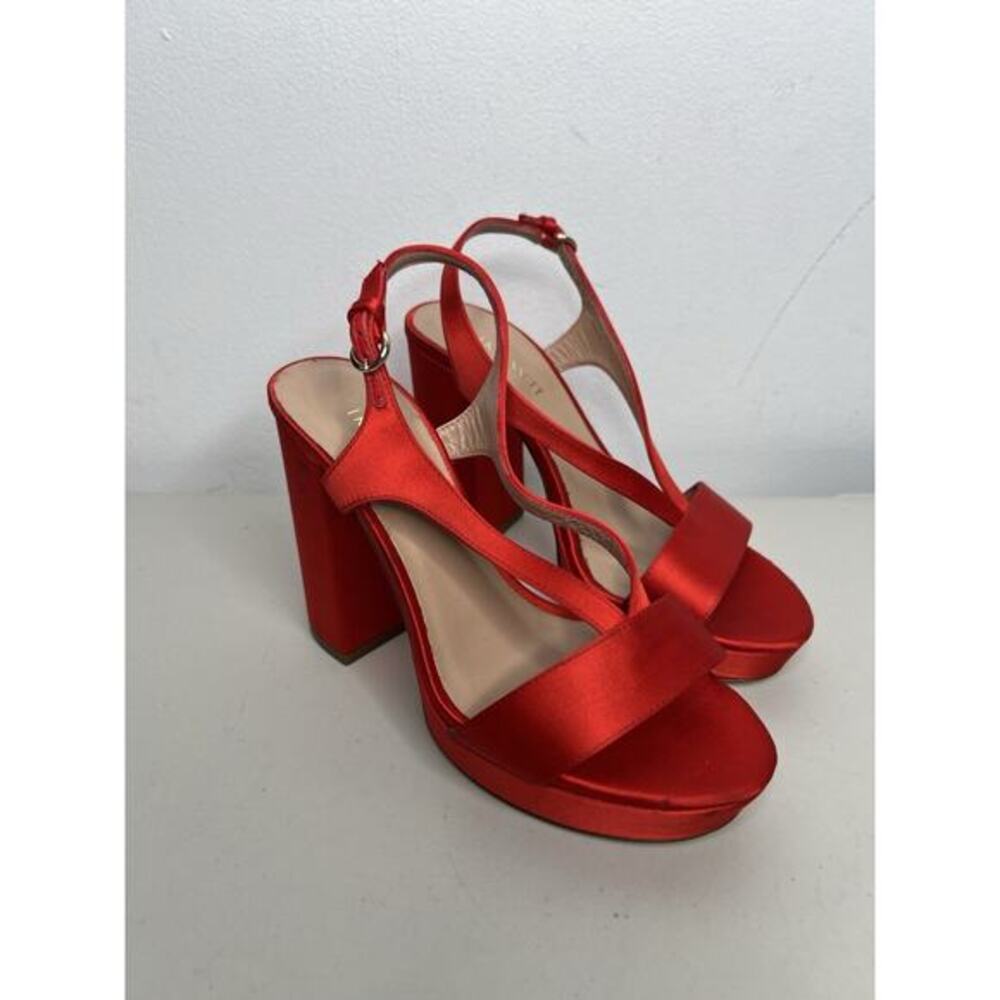 LK Bennett Gigi Red Satin Platform Sandals Heels Women’s Size 36/6